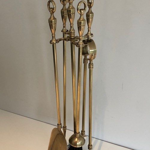 Neoclassical Style Brass Fireplace Tools