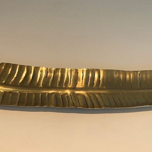 Long Brass Vide-Poche In The Shape Of A Feather