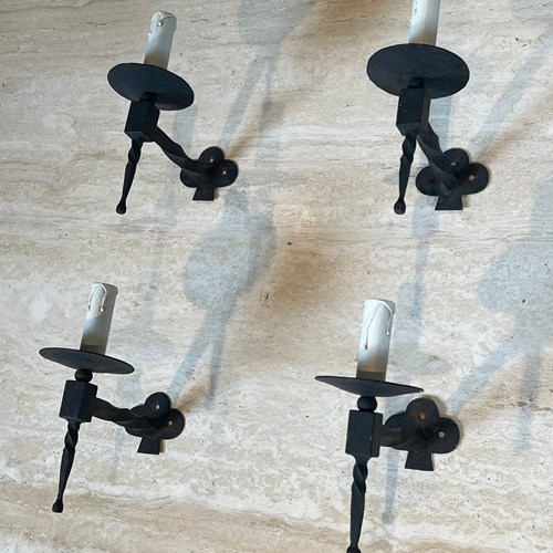 Set Of 4 Wrought Iron Wall Lights