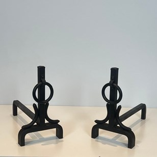 Pair Of Modernist Wrought Iron Andi...