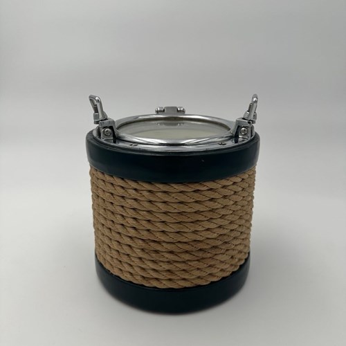 Chrome, Leather And Rope Ice Bucket