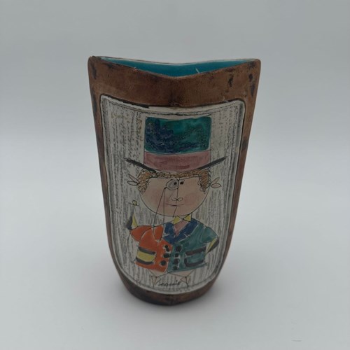 Decorative Ceramic Vase Covered In Hand-Painted Leather, Made By De Coccio In It