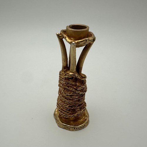 Sculptural Gilt Aluminum Candlestick Designed By Pierre Casenove For Fondica, Si