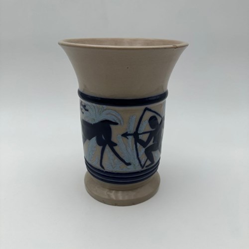 Figurative Ceramic Vase Depicting A Hunting Scene – Circa 1930