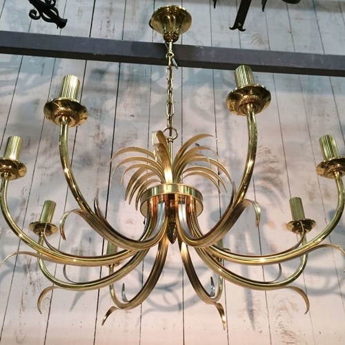 Brushed Metal And Gilt Metal Pineapple Chandelier In The Style Of Maison Charles