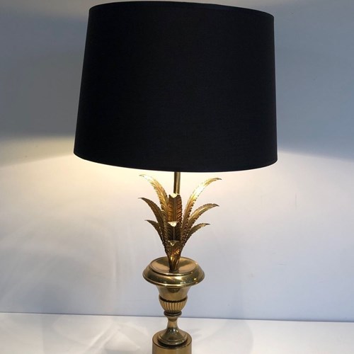 Palm Tree Neoclassical Style Brass Table Lamp In The Style Of Maison Charles
