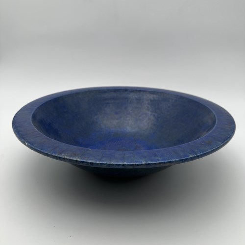 Brutalist Deep Blue Glazed Ceramic Bowl, Signed Studio Piece, 1960S