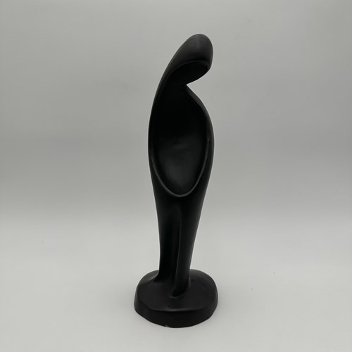 Modernist Black Ceramic "Madonna" Sculpture In The Style Of Georges Jouve, 1960S