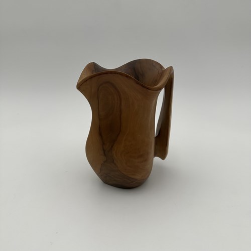 Small Sculptural Free-Form Walnut Pitcher, In The Style Of Alexandre Noll, 1950S