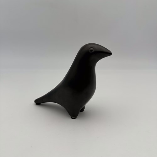 Minimalist Black Ceramic "Bird" Sculpture, Georges Jouve Style, 1950S-1960S