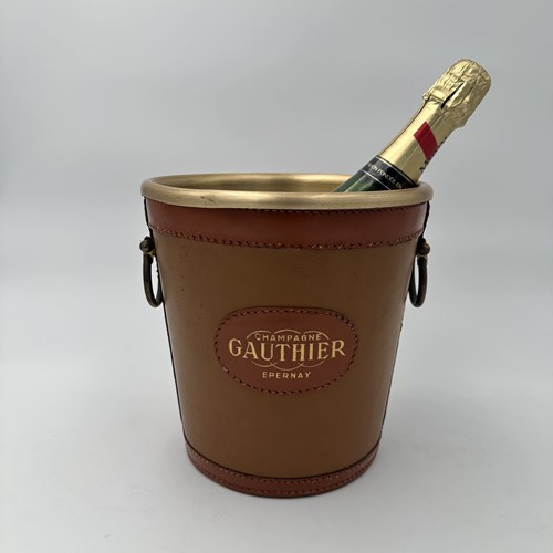 Stitched Leather-Wrapped Champagne Bucket, Champagne Gauthier, 1970S