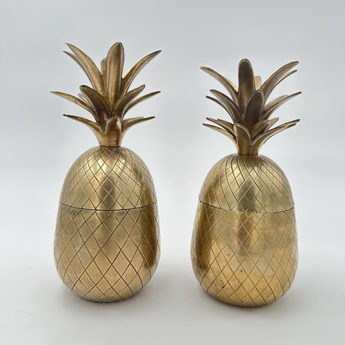 Pair Of Brass "Pineapple" Ice Buckets, In The Style Of Mauro Manetti, 1970S