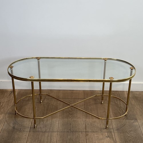 Oblong Brass And Glass Coffee Table,By  Maison Baguès, 1960S