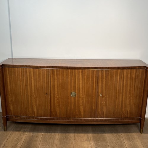 Large Art Deco Precious Wood And Bronze Enfilade, De Coene Frères, 1940S