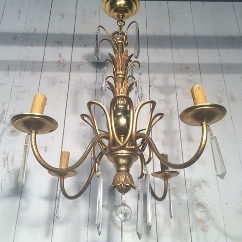 Bronze And Crystal Chandelier In The Manner Of Maison Baguès