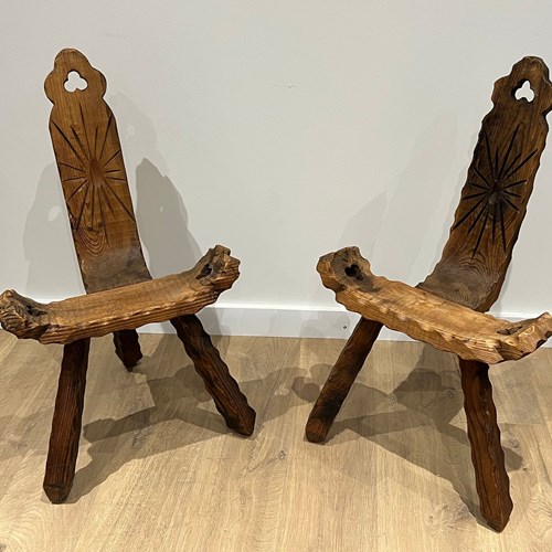 Pair Of Chairs Low Brutalist Tripod