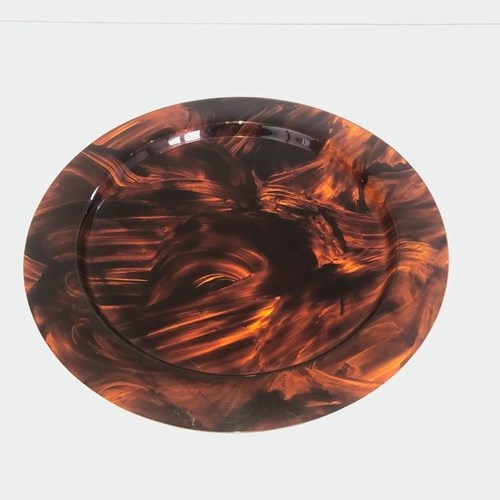 Large Round Tortoiseshell-Effect Plexiglas Tray, France, Circa 1970