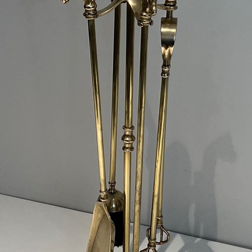 Fireplace Set In Brass Horse Head Model