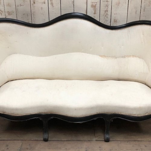 Napoleon III Blackened Wood Sofa, To Be Reupholstered, French, Circa 1880