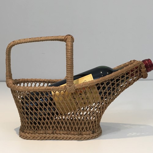 Rattan Bottle Holder. French. Circa 1970