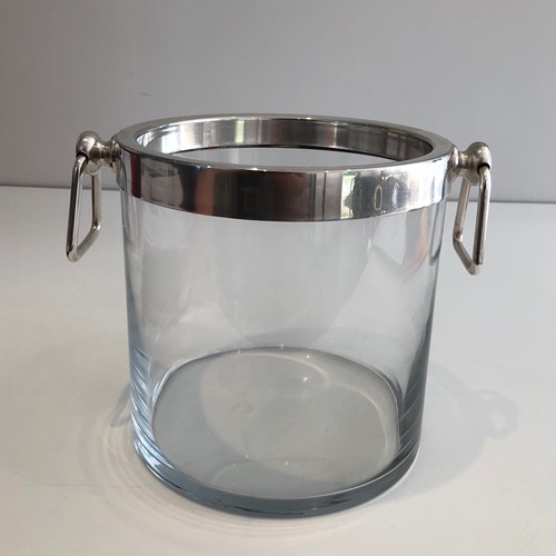 Silver Plated And Glass Champagne Bucket
