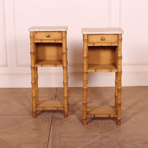 Pair of Faux Bamboo Bedside Tables