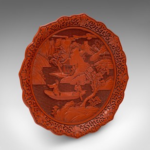 Vintage Cinnabar Display Plate, Chi...