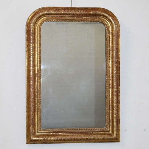 Antique French Etched Gilt Archtop Mirror