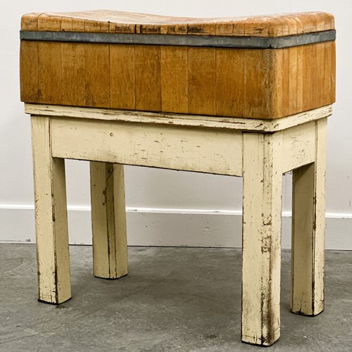 Authentic Charming French "Billot De Boucherie" Butcher Block In Solid Beechwoo