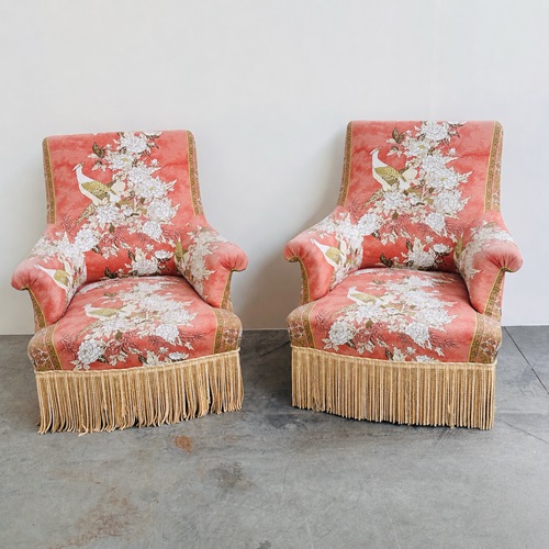 Pair Of Upholstered Slipper Lounge Chairs 