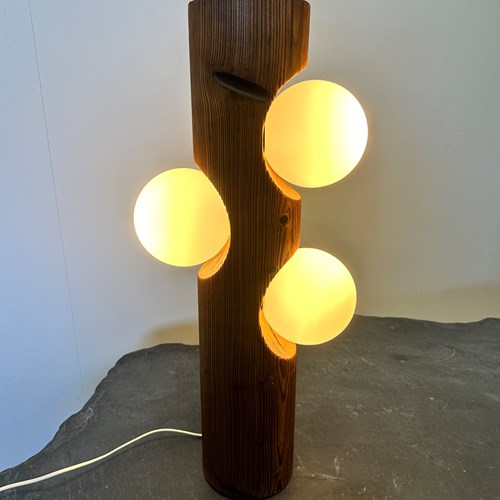 Brutalist Sculptural Pine Wood Table Or Floor Lamp By Temde Leuchten, Switzerlan