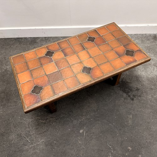 Vintage French Tomettes Tile Coffee Table – 1960S Rustic Terracotta Table
