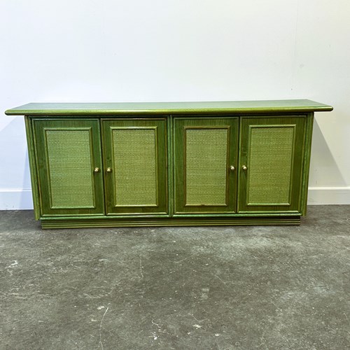 Vintage Green Rattan Sideboard By Georgetti, Italy, 1980S.