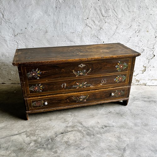 Antique 1903 French Wedding Chest Trunk Coffer, 1903 France.