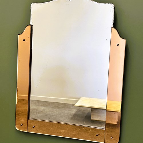 Art Deco Vintage Rose Pink Wall Mirror, France 