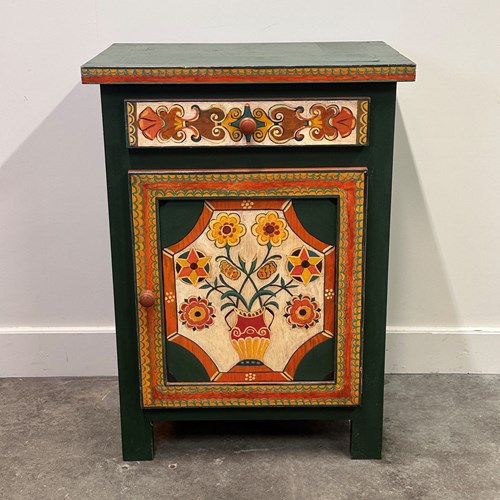 Hand-Painted Provençal Folk Art Cabinet By Artist, 1970S
