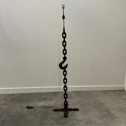 Brutalist Cast Iron & Marine Chain Links Floor Lamp,