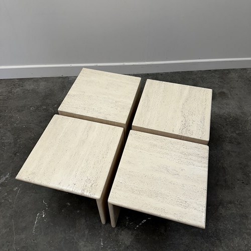 Modular Travertine Coffee Table In 4 Brutalist Pieces, Italy, 1980S