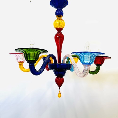 Dazzling 1980S Multicolored Murano Glass Chandelier – Italian Craftsmanship 