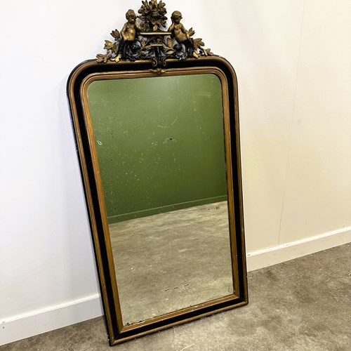 Antique 1800S Mirror With Cupid , France.