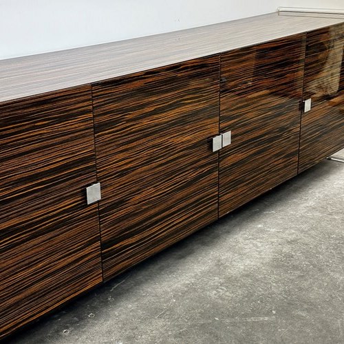 Luxurious Macassar Ebony, Chrome And Lucite Sideboard/ Credenza By Armobil