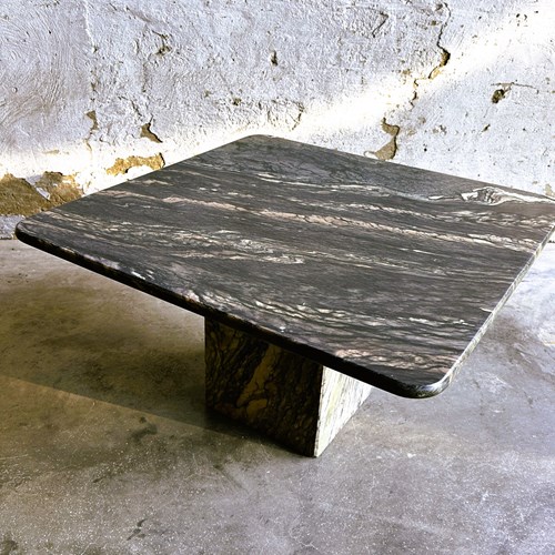 Square Mid-Century Cipollino Ondulato Marble Coffee Table