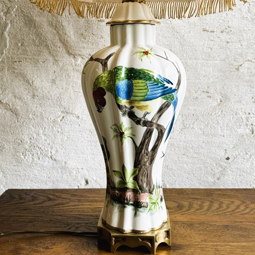 Exotic Birds Porcelain Table Lamp, 1950S.