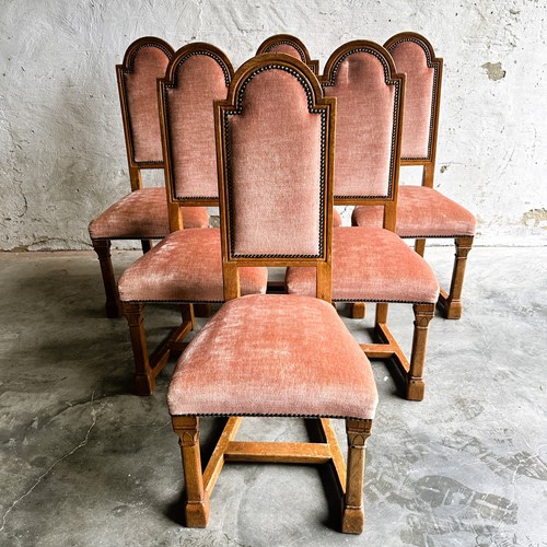 Set Of 6 Oak Chairs With Empire Details, 1960S. France.