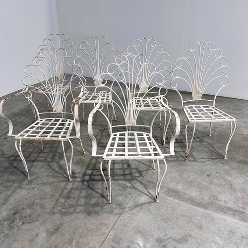 Set Of Six French Peacock Garden Patio Chairs