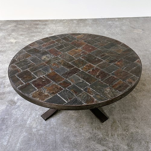 Round Slate Stone Mosaic Coffee Table 