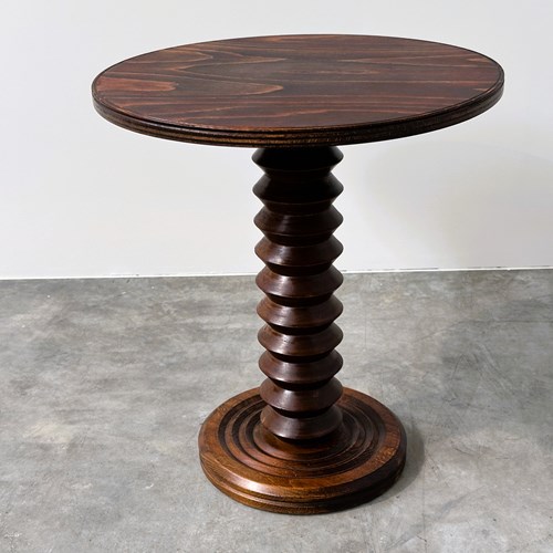 French Sculptural Turned Oak Pedestal Side Table