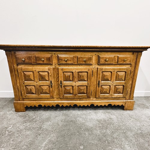 Antique Artisan Oak Sideboard Credenza, Brittany