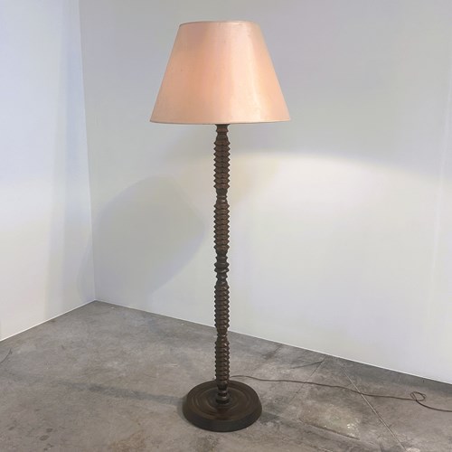 Sculptural Oak Floor Lamp In The Manner Of Charles Dudouyt