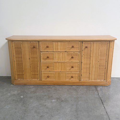 Coastal Rattan And Bamboo Sideboard Credenza